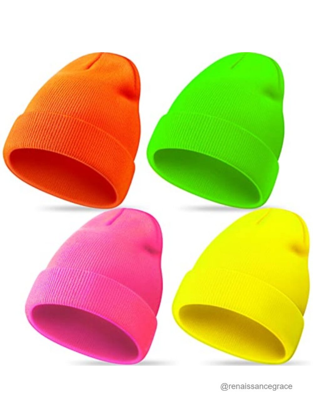 Neon Beanie Slouchy Knit Hat Acrylic Winter Accessory